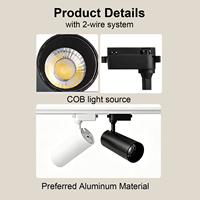 IESSENCE Projecteur sur rail LED COB 15W 25W 30W 40W Orientable 2 fils, en aluminium, pour plafond, idéal pour magasins et boutiques