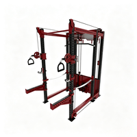 Rack de musculation Smith avec crossover par câble, 6 montants, en acier au carbone, pile de poids 70kg*2, pour salle de sport et musculation