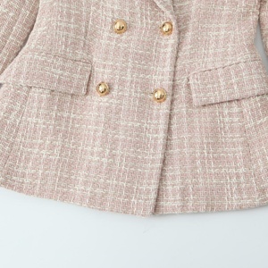 Blazer Casual de Moda para Mujer, con Doble Botonadura, Diseño a Cuadros, Antiarrugas, Manga Larga y Cuello de Solapa - Product Image 3