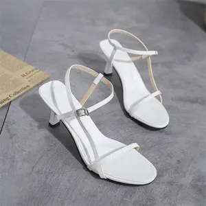 China wholesale trendy sandals ankle buckle low heel shoes sandals for women