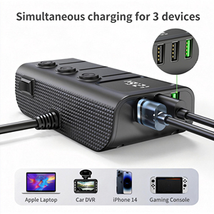 ที่ชาร์จในรถยนต์ GXY Fast USB C PD 3 ช่องเสียบ 12-24V พร้อมไฟ LED แสดงสถานะ กำลังไฟสูงสุด 120W แบบพกพา ดีไซน์ใหม่สไตล์จีน แยกอิสระ - Product Image 4