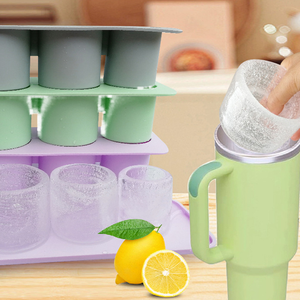 Bac à glaçons en silicone sans BPA avec couvercle pour congélateur, pour faire 3 glaçons cylindriques creux de 40 oz, moules à glace en silicone pour gobelets. - Product Image 6