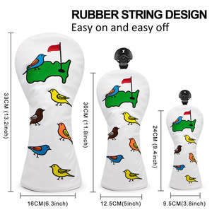 Housse de tête de club de golf en cuir pour driver, fairway wood, hybride / Ensemble de housses de tête de bois avec motif d'oiseaux - Product Image 2