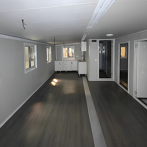 Maison conteneur de luxe moderne de 20 pieds extensible avec toit à pignon étendu et véranda, <span class=keywords><strong>villa</strong></span> modulaire préfabriquée <span class=keywords><strong>pour</strong></span> bureau de jardin ou unité secondaire (ADU) - Product Image 2