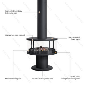 CRUISE Four <span class=keywords><strong>fermé</strong></span> Chauffage domestique Cheminée suspendue murale Rotation libre à 360 ° Poêle à bois 82cm Cheminée suspendue - Product Image 5