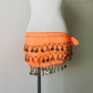 C3267 <strong>Wholesale</strong> Cheap Women Chiffon <strong>Belly</strong> <strong>Dance</strong> <strong>Hip</strong> Belts Golden Coins <strong>Belly</strong> Dancing <strong>Hip</strong> <strong>Scarves</strong> - Product Image 2