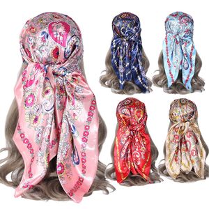Foulard <span class=keywords><strong>carré</strong></span> <span class=keywords><strong>de</strong></span> luxe 90x90 pour femme, motif cachemire paisley européen et américain, en <span class=keywords><strong>soie</strong></span> d'imitation, pour l'été, écharpe <span class=keywords><strong>de</strong></span> tête ou <span class=keywords><strong>de</strong></span> cou - Product Image 2