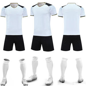 Maillot de football unisexe personnalisé avec nom et numéro, uniforme de club, spandex/coton, séchage rapide, manches courtes, col montant pour joueur - Product Image 1