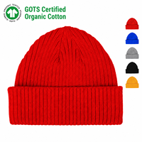 Gorro de Invierno para Niños, 100% Algodón Orgánico Certificado GOTS, Tejido de Punto Acanalado, con Puño y Logotipo Personalizado, para Niñas y Niños