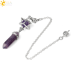CSJA-péndulo <span class=keywords><strong>hexagonal</strong></span> de cristal merkaba, piedra natural curativa para espiga, adivinación, energía, joyería, G517 - Product Image 3