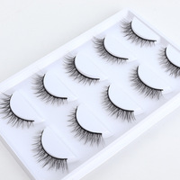 Fournisseur direct d'usine, cinq paires de faux cils longs en cheveux synthétiques naturels, croisés, tridimensionnels, multicouches, en plastique noir