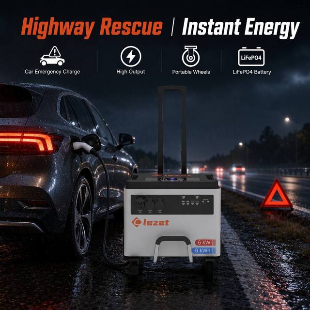 Portable 6000W 6kWh Pull Rod Solar Generator Power Station Photovoltaic 3000W Input 4000 Cycles for Outdoor RV Off-grid