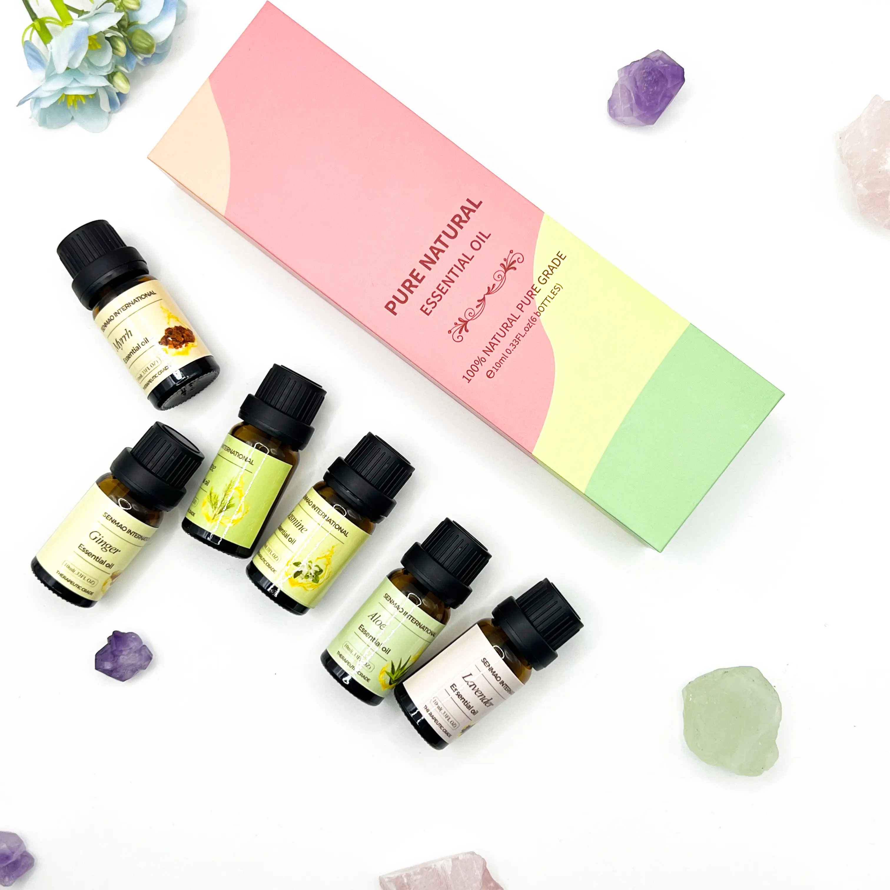 Groothandel 10Ml Pure Etherische Olie Geschenkset 6 Flessen Cadeau Set Luchtverfrisser Diffuser Aromatherapie Etherische Olie