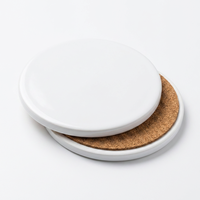 Sous-verres en grès en gros, sous-verres promotionnels en céramique ronds vierges pour sublimation avec support en liège