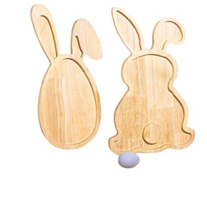 Plateau de service en bois en forme de lapin, couleur naturelle, décoration de Pâques pour les aliments et le café - Product Image 2