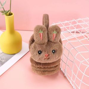 Orejeras de peluche de conejo, cálidas para el invierno, para estudiantes, diseño de dibujos animados, rosa claro, gris, caqui, café, rosa cuero - Product Image 2