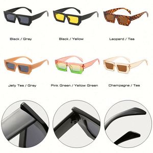 Gafas de Sol Cuadradas Retro de Moda 2022 para Hombre y Mujer, Color Rosa Verde, Gafas de Sol Rectangulares Pequeñas Color Jelly - Product Image 5