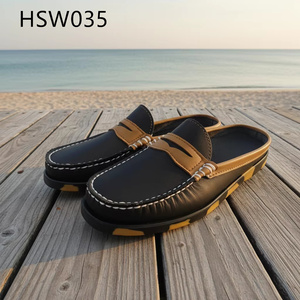 HY, Chaussures <span class=keywords><strong>bateau</strong></span> pour hommes en cuir de vache naturel authentique, couleur jaune, pratiques pour le quotidien, faciles à enfiler et à retirer, HSW031 - Product Image 4