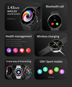 SMA <span class=keywords><strong>Smart</strong></span> Care AM05 1.43 pouces AMOLED 100 + Sport montre intelligente étanche IP68 santé montre intelligente ronde - Product Image 2