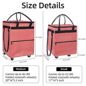 Wholesale Portable Market Insulation Expandable Detachable Plastic Aluminum Wheel Grocery <b>Foldable</b> Shopping Trolley Bag <b>Cart</b> - Product Image 2