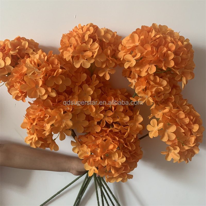 E-204 Hydrangea Flower Wall Artificial Event Party Orange Silk Hydrangeas Wedding Decorations Decor Wholesale