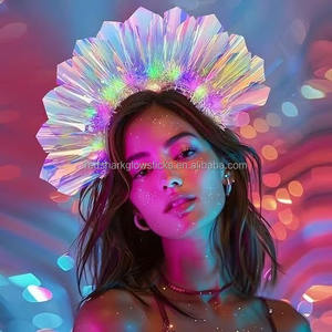 Bandeau lumineux à paillettes pour la fête de Noël <span class=keywords><strong>d</strong></span>'<span class=keywords><strong>Halloween</strong></span>, cerceau à cheveux à paillettes arc-en-ciel pour performance sur scène de concert de rave, vente en gros - Product Image 2