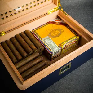 Mit Holz trennwand und Feuchtigkeit anzeige High-End-Marken-Zigarren-Humidor