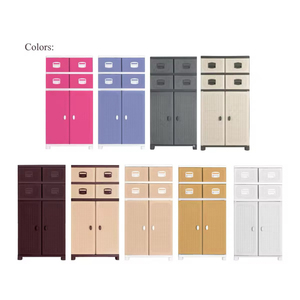 Foldable Multifunctional <b>Plastic</b> Stackable Storage Container with Rattan Pattern Drawer and Hanging Clothes <b>Rod</b> for Home - Product Image 2