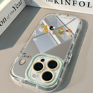 Coque de téléphone mignonne avec miroir de maquillage motif animal de dessin animé pour <span class=keywords><strong>iPhone</strong></span> 11 12 <span class=keywords><strong>13</strong></span> 14 15 16 17 Pro/Pro Max – Pack d'accessoires pratiques - Product Image 3