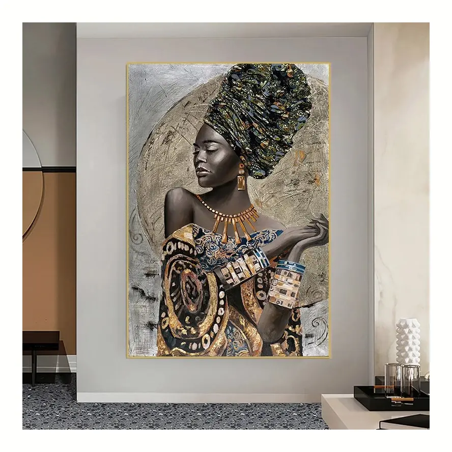 カスタム抽象黒人アフリカ女性壁アート写真家の装飾アルミニウム合金フレーム肖像画アートワーク壁画吊り下げ絵画