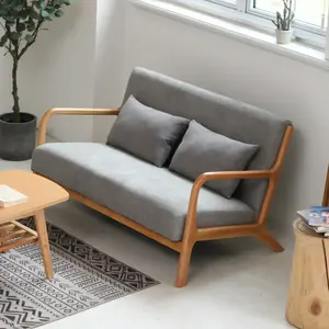 3 Seats North European Leather Wood Family Room Garden Sofa Furniture With Cushions For Home Living Room