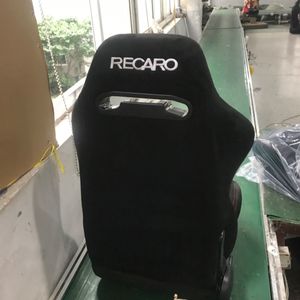 Siège de course universel noir en suède RECARO avec surpiqûres rouges, double rail, siège baquet auto pour gaming et sport, en tissu - Product Image 2