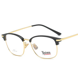 Monturas de Gafas Qianai, Ovaladas, Media Montura, Acero Inoxidable, Unisex, Protección Contra Luz Azul, Antireflejantes, UE1-9077 - Product Image 2