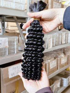 DX348, productos para el cabello baratos al por mayor, cabello trenzado a granel, sin trama, virgen, indio, <span class=keywords><strong>afro</strong></span>, rizado, cabello humano a granel, color natural - Product Image 3
