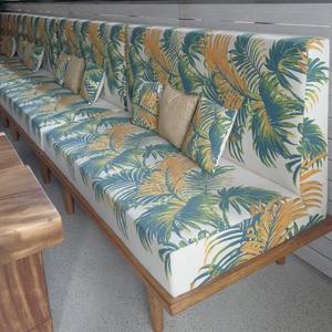 Luxury Restaurant Furniture Printed Fabric Restaurant Booth <strong>with</strong> Wooden <strong>Table</strong> <strong>Stool</strong> for Outdoor Coffee Shop Rooftop Restaurant - Product Image 2