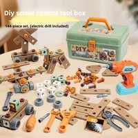 Coffret d'outils éducatif en plastique pour enfant, jouet de simulation de perceuse électrique, kit de réparation et de démontage avec valise de transport