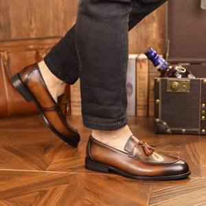 Chaussures Oxford Homme de Style Britannique de Haute Qualité, en Cuir Véritable, à Enfiler, pour Bureau, Affaires, Mariage, Intemporelles - Product Image 6