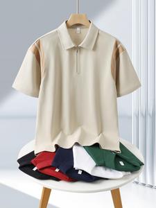<span class=keywords><strong>Polo</strong></span> de luxe à col zippé 1/4, uniforme d'équipe, 40s 220g, en coton respirant de qualité, unisexe pour couples, tailles S-6XL, chemises oversize - Product Image 3