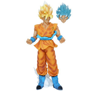 Nuevo estilo 31cm Super Saiyan Sun Goku Anime figura reemplazable encabezado azul PVC Dragon Balls para decoración del hogar - Product Image 1