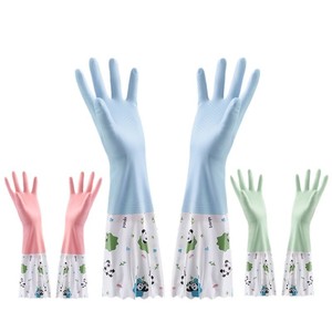 Guantes de goma con forro polar para invierno, impermeables, de PVC, gruesos, para limpieza del hogar, cocina, lavado de ropa, 48 cm de longitud - Product Image 4