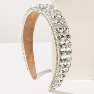 رباط رأس من الكريستال بحجر الراين الماسي الكامل بلون سادة ، ربطة شعر باروك ماسية لمأدبة شعر للنساء - Product Image 4