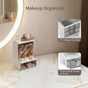 Slanted <b>Drawer</b> Style Four-Tier ABS <b>Plastic</b> Modern Multifunction Desk <b>Storage</b> Box Home Office Organizer Cosmetics Pens School - Product Image 2