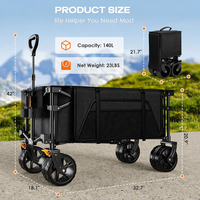Chariot de plage pliable en acier inoxydable, chariot de camping, chariot de jardin, poussette pour enfants, chariot pliable avec frein