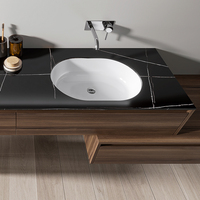 Tocador moderno de chapa de aglomerado económico de superficie con lavabo de espejo tocador de baño con lavabo Doble