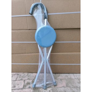 Aluminum alloy walking stick stool, cane, 3-legged non-slip folding cane, can be sat on. - Product Image 2