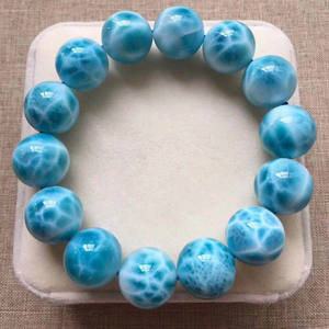 Bracciale in pietra con grana di mare in giada dominicana naturale braccialetto di cristallo blu con perline - Product Image 5