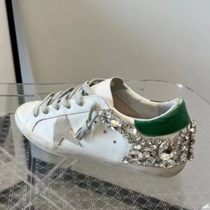 Nouvelles Chaussures de Luxe Designer Perles Blanches Gemmes Baskets de Course pour Couples en Cuir Véritable et Maille Respirante à Lacets Marque Personnalisée - Product Image 5