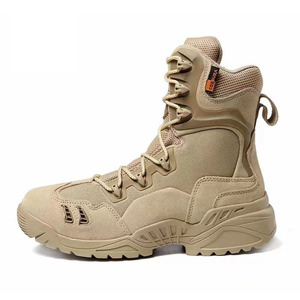 Bottes tactiques de combat et de chasse TSB11 marron en maille respirante et drainante avec trous d'aération et fermeture éclair latérale - Product Image 4