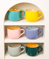 Tasse à café en porcelaine colorée de grande capacité Design de style européen avec poignée pour petit déjeuner de mariage tasses à eau thé au lait vente en gros