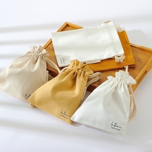 Pochette de voyage confortable en coton pour cosmétiques, sac en toile à cordon de serrage en mousseline, pochettes en coton - Product Image 1